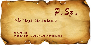 Pétyi Szixtusz névjegykártya